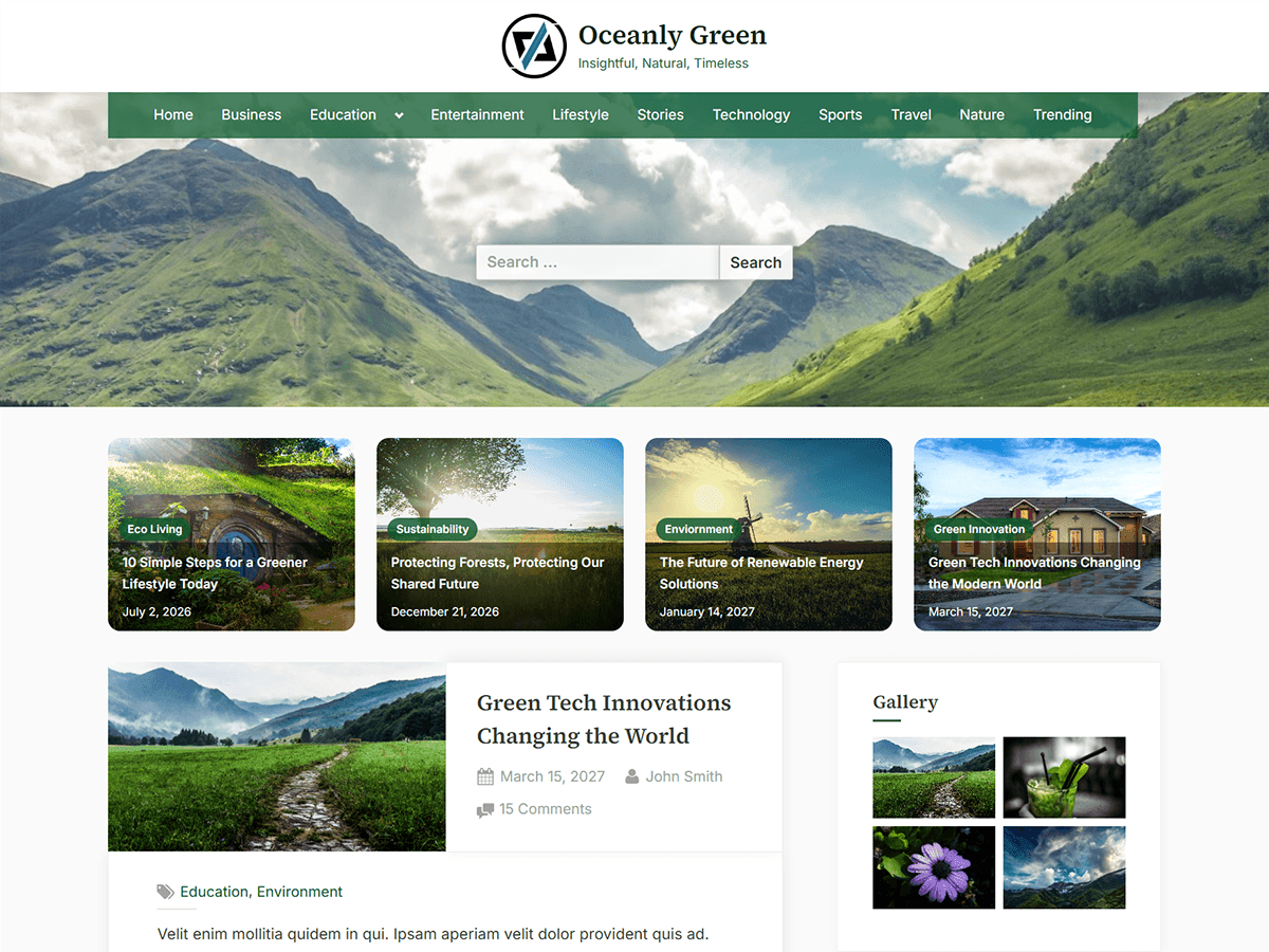 دانلود قالب های وردپرسی 4 Oceanly Green