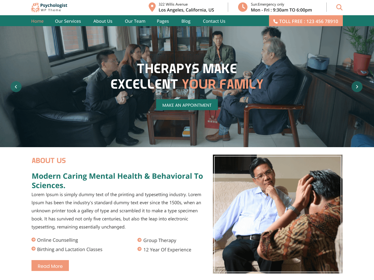 دانلود قالب های وردپرسی 9 Psychology Therapy Centre